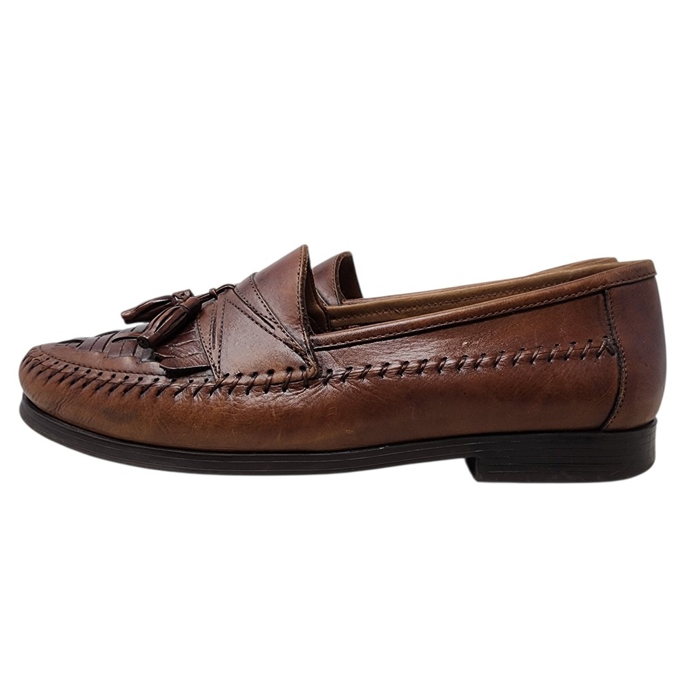 Giorgio Brutini Loafer 11 Men Kiltie Woven Tassels Bartell Brown Leather Slip On - Picture 3 of 14
